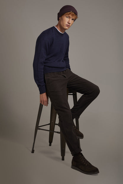 Regular fit chino trousers in moleskin fabric
