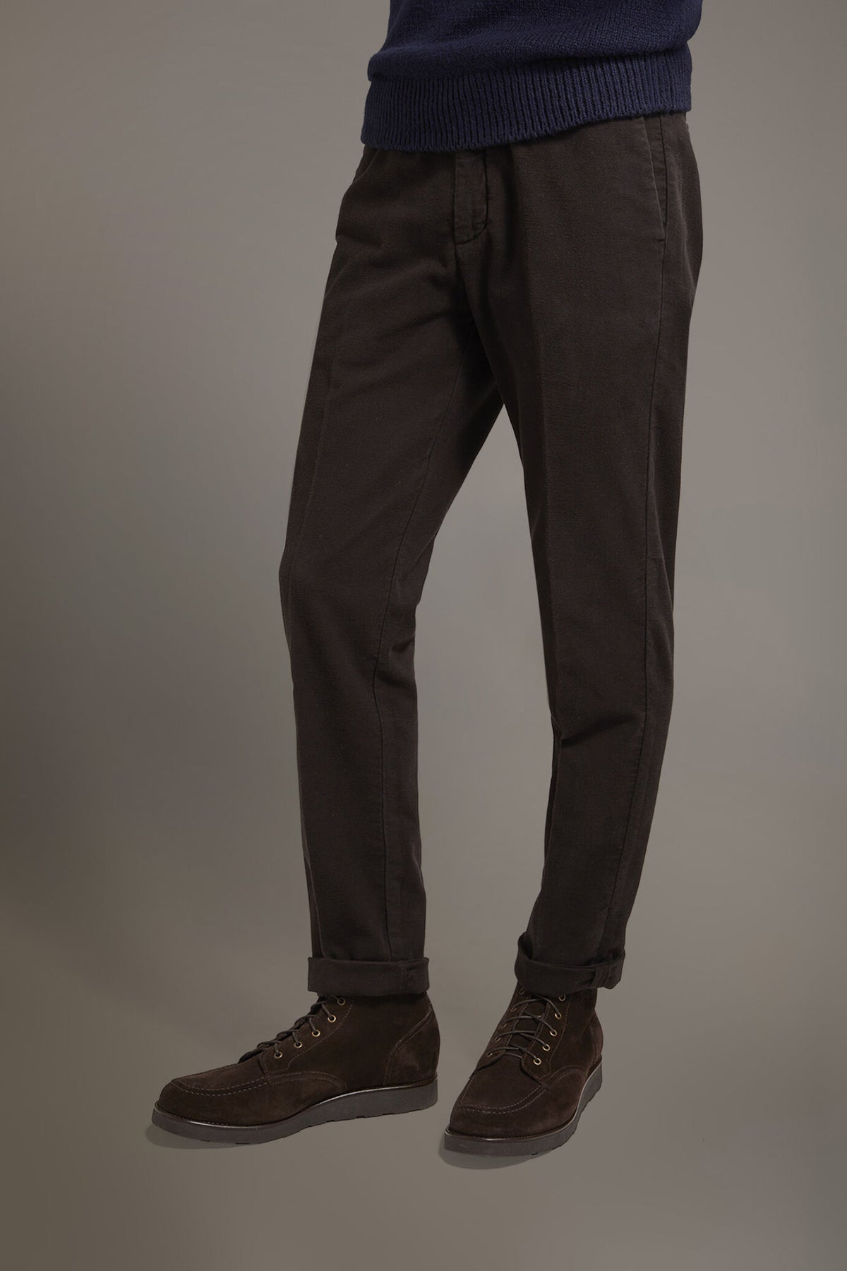 Regular fit chino trousers in moleskin fabric