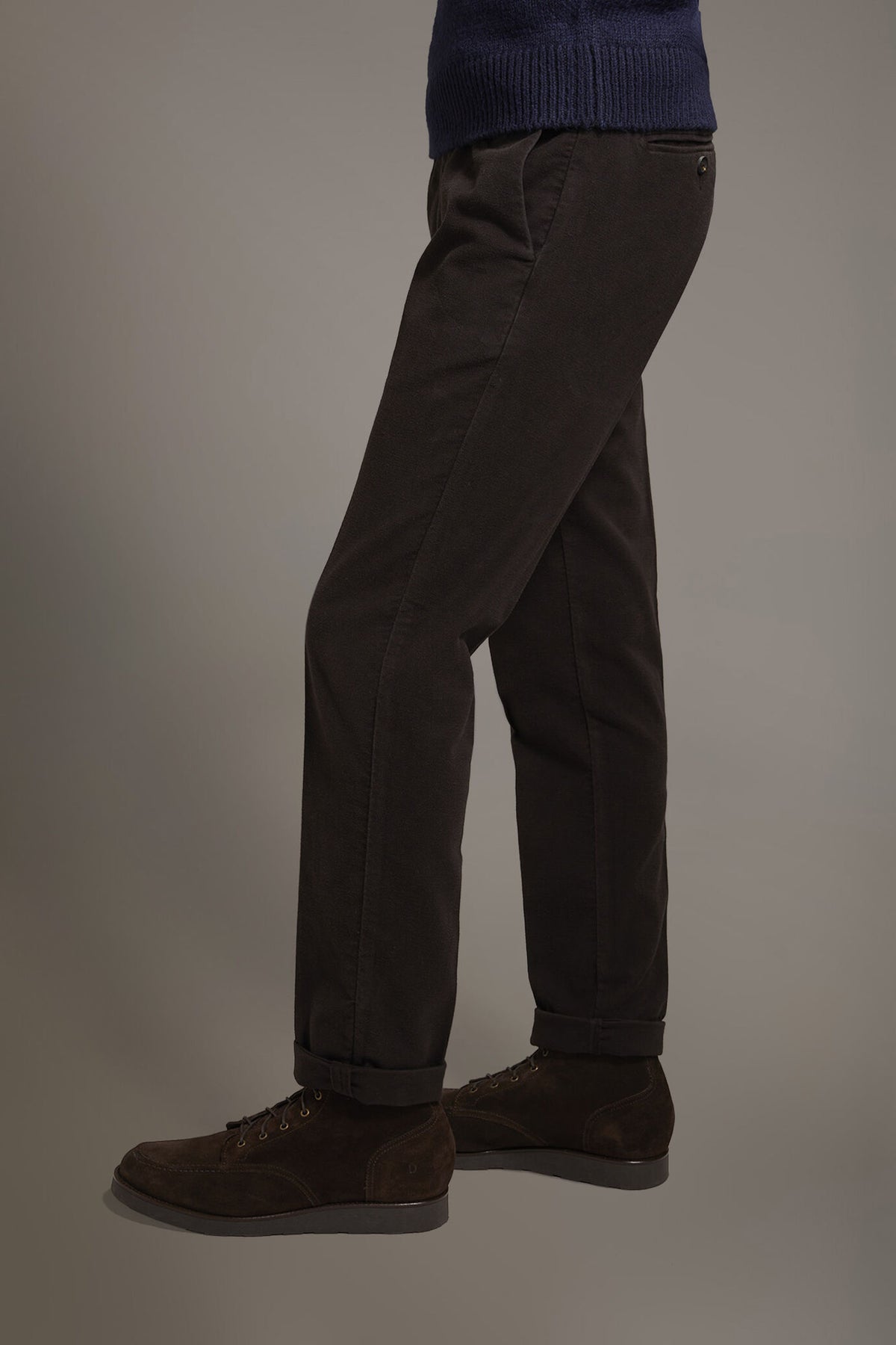 Regular fit chino trousers in moleskin fabric