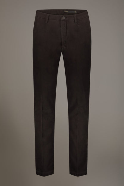 Regular fit chino trousers in moleskin fabric