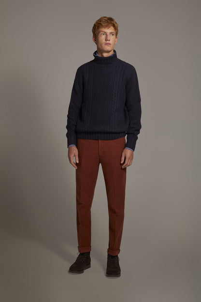 Regular fit chino trousers in moleskin fabric