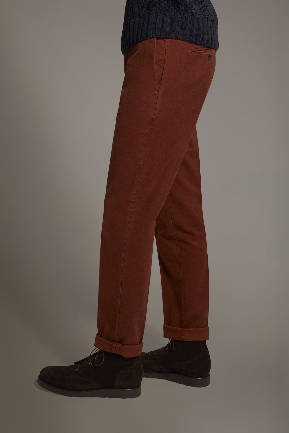 Regular fit chino trousers in moleskin fabric