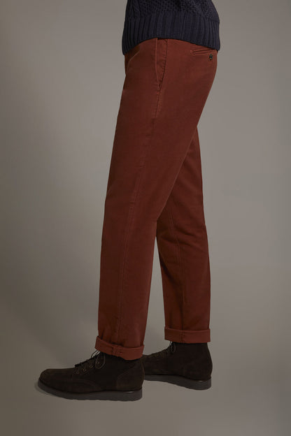 Regular fit chino trousers in moleskin fabric