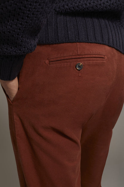 Regular fit chino trousers in moleskin fabric