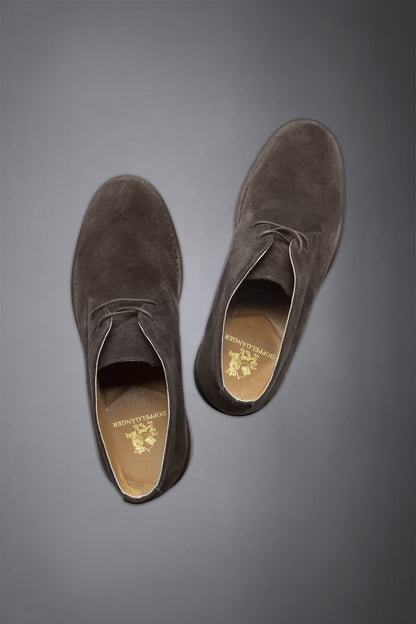 100% suede leather desert boots with rubber sole