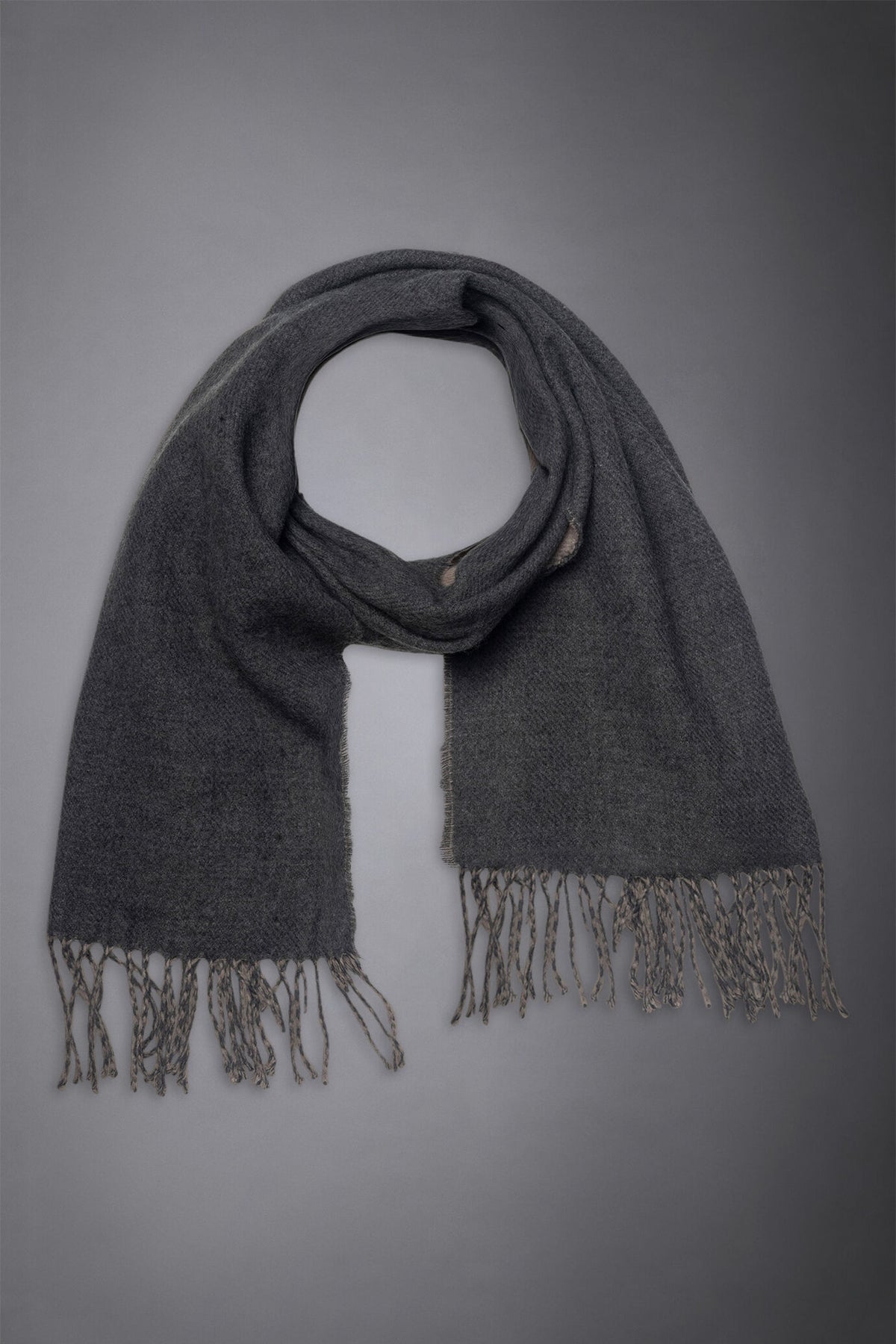 Solid color double face shawl