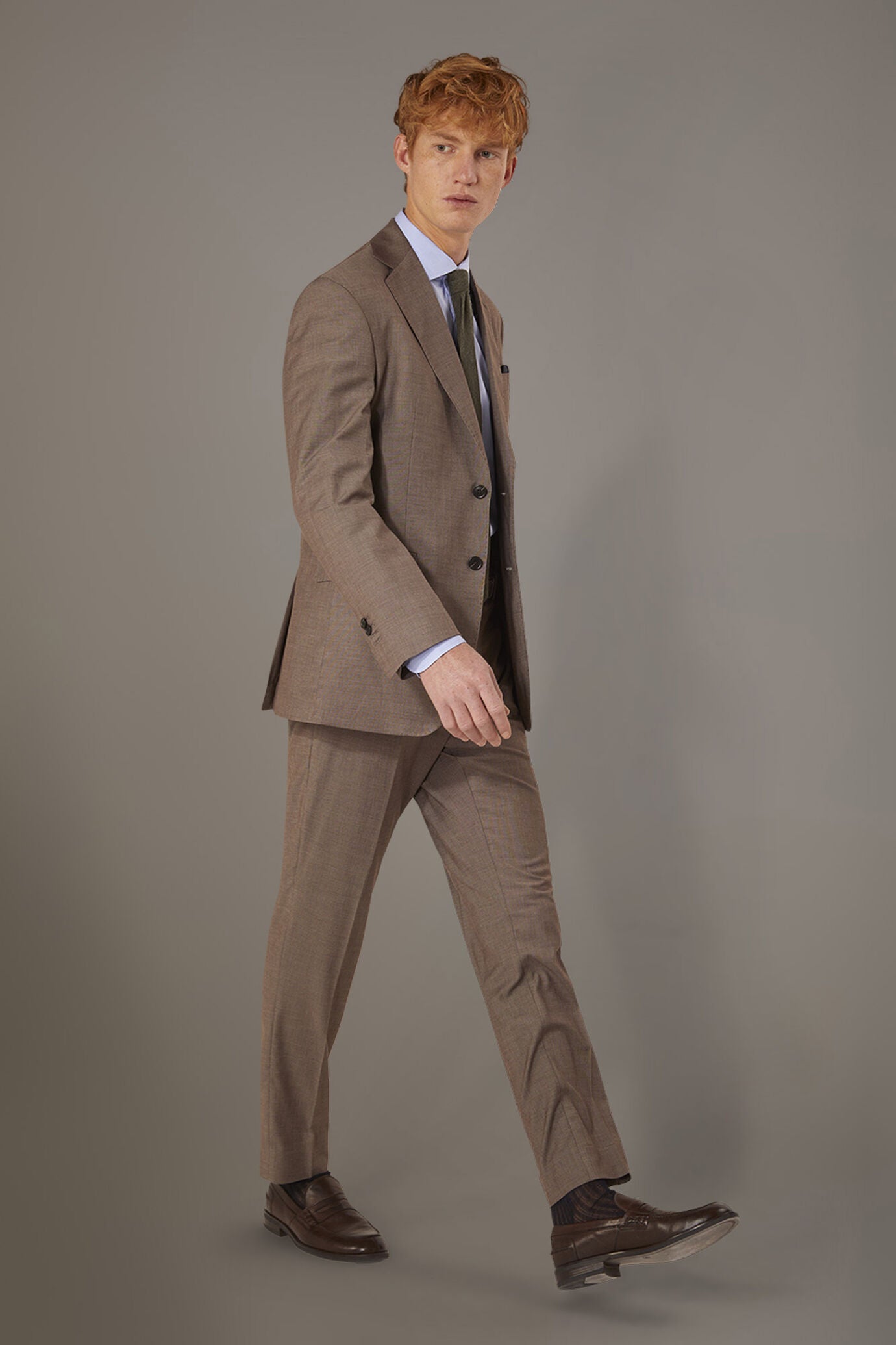 Men's single-breasted suit regular fit bird's eye fabric