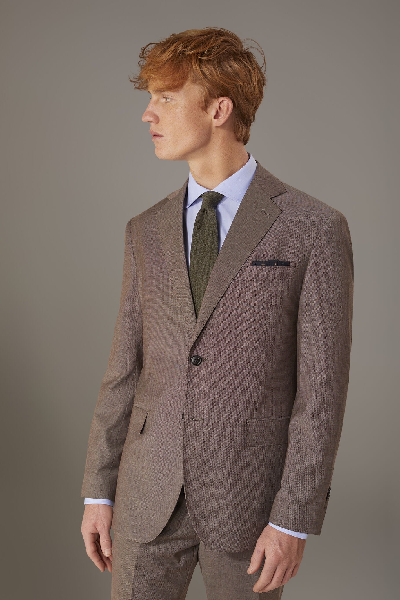 Men's single-breasted suit regular fit bird's eye fabric