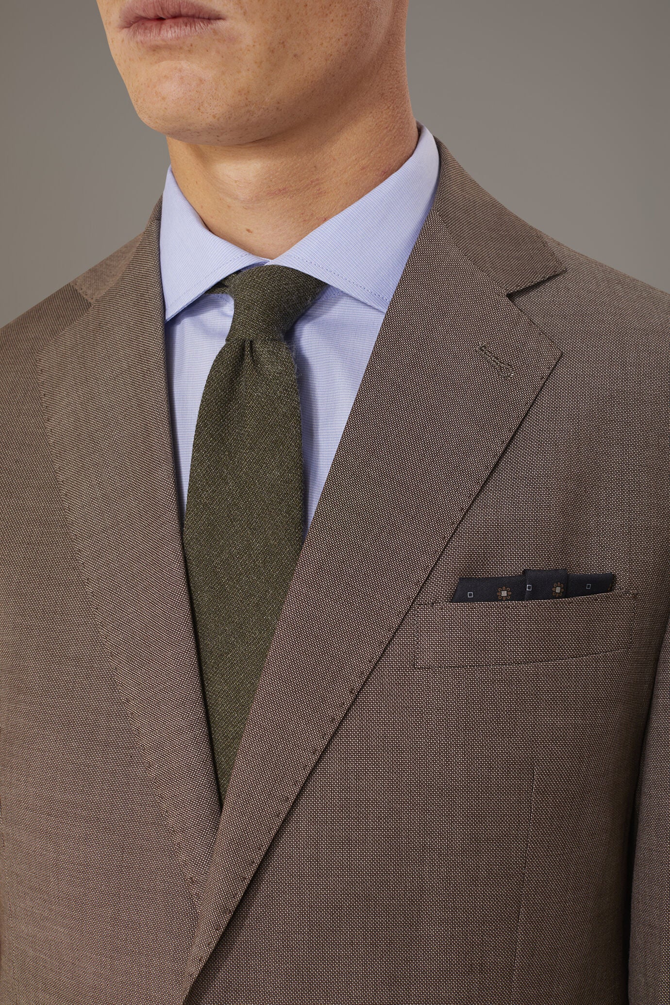 Men's single-breasted suit regular fit bird's eye fabric