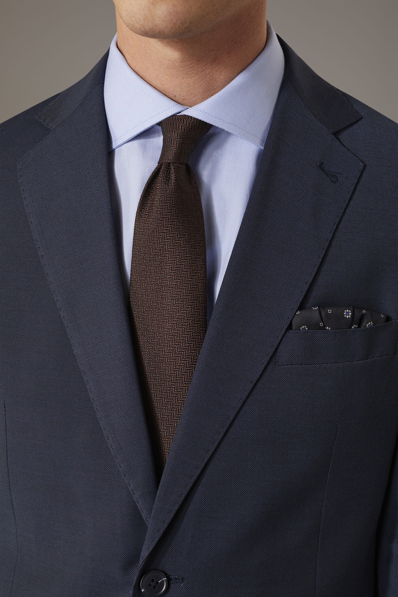 Men's single-breasted suit regular fit bird's eye fabric