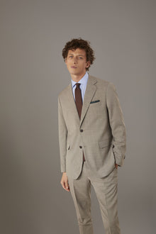 Regular fit single-breasted suit in grisaille fabric