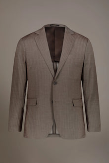 Regular fit single-breasted suit patterned herringbone fabric with solaro texture