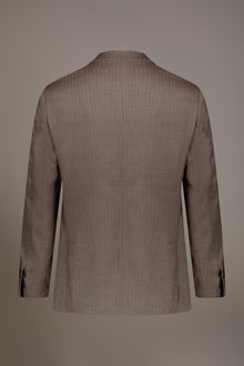 Regular fit single-breasted suit patterned herringbone fabric with solaro texture