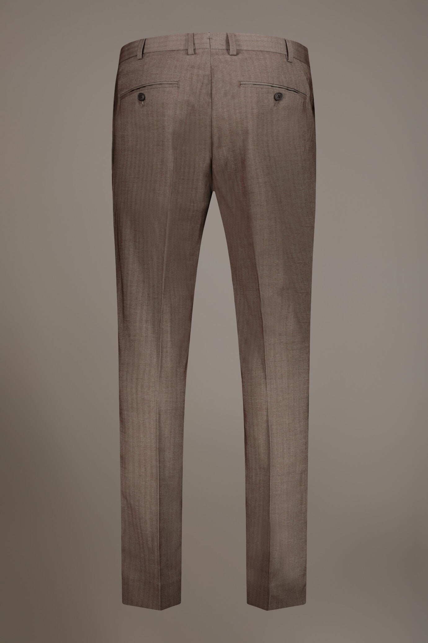 Regular fit single-breasted suit patterned herringbone fabric with solaro texture