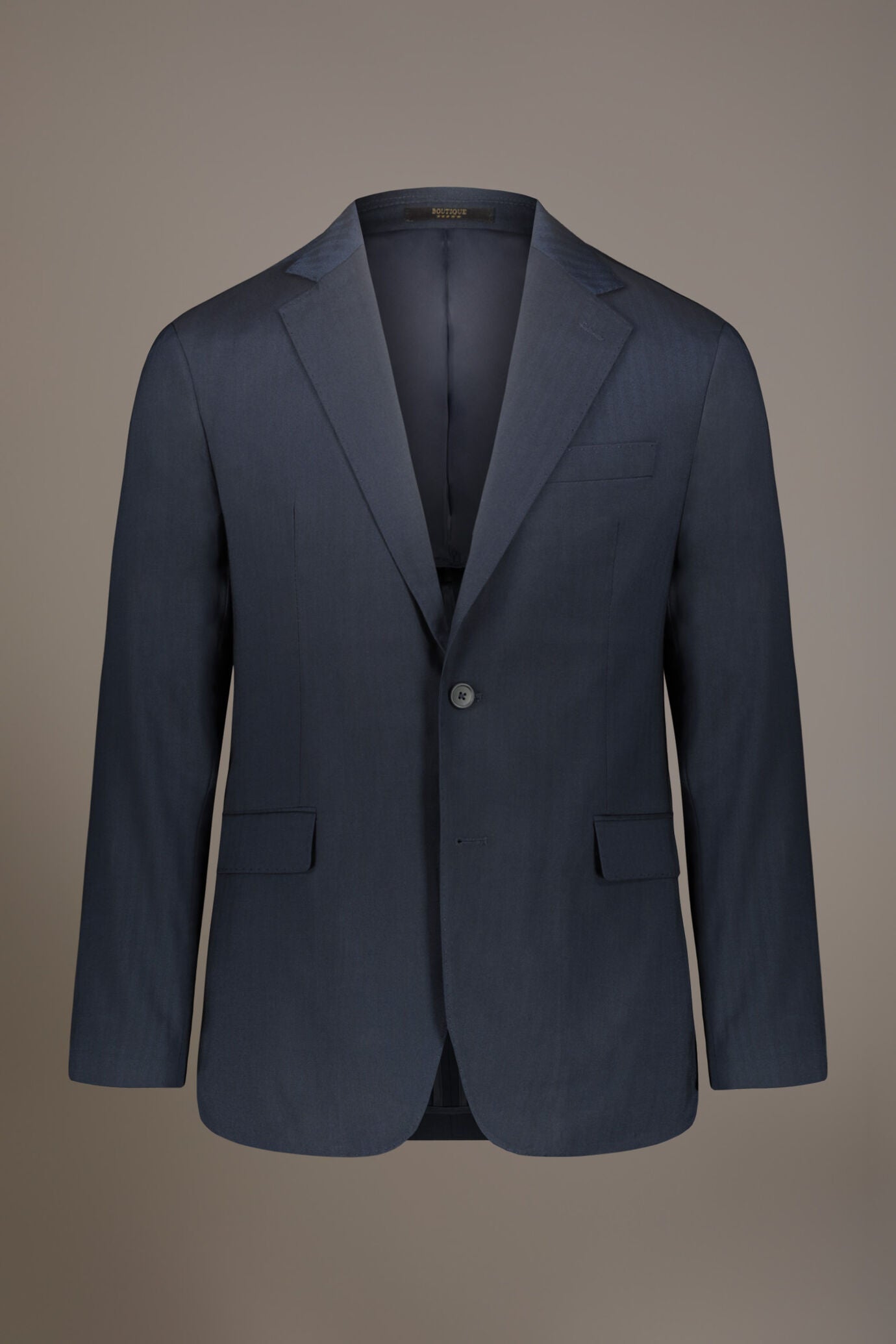 Regular fit single-breasted suit patterned herringbone fabric with solaro texture