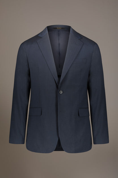 Regular fit single-breasted suit patterned herringbone fabric with solaro texture
