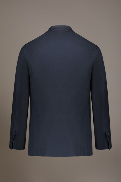 Regular fit single-breasted suit patterned herringbone fabric with solaro texture