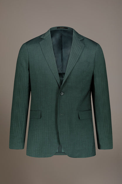 Regular fit single-breasted suit patterned herringbone fabric with solaro texture