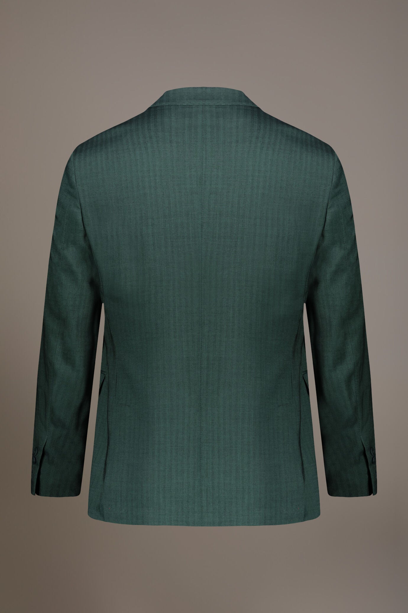 Regular fit single-breasted suit patterned herringbone fabric with solaro texture