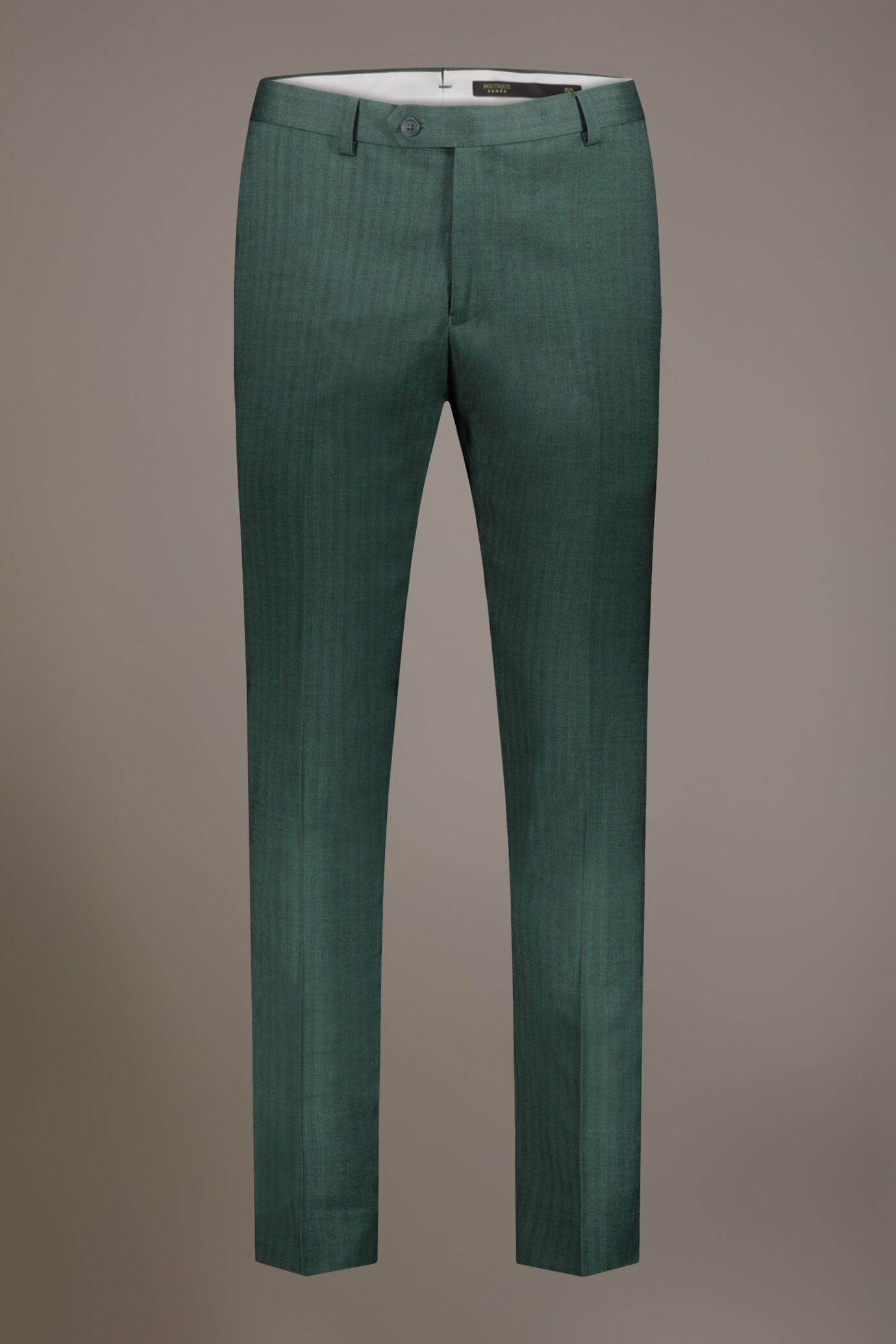 Regular fit single-breasted suit patterned herringbone fabric with solaro texture