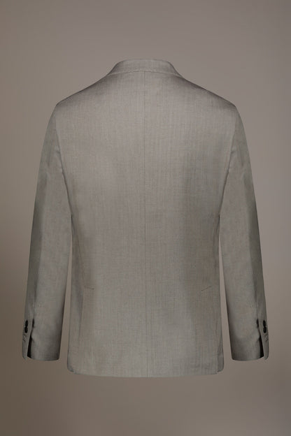Regular fit single-breasted suit patterned herringbone fabric with solaro texture