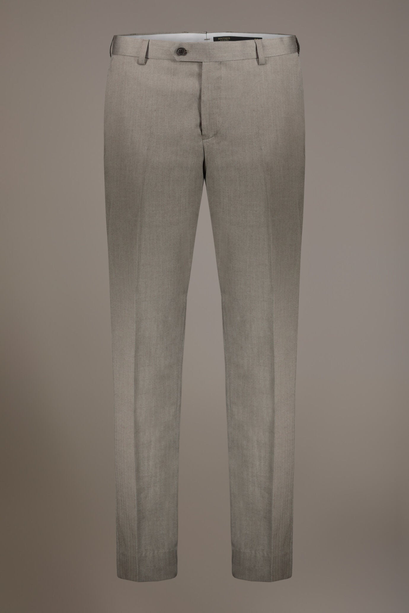 Regular fit single-breasted suit patterned herringbone fabric with solaro texture