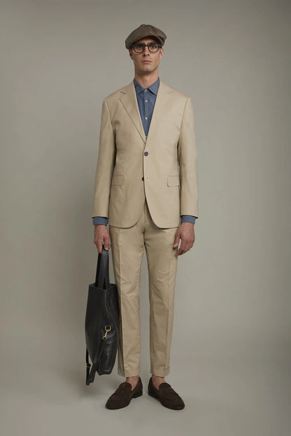 Single-breasted cotton regular fit solid color suit