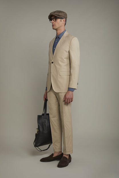 Single-breasted cotton regular fit solid color suit