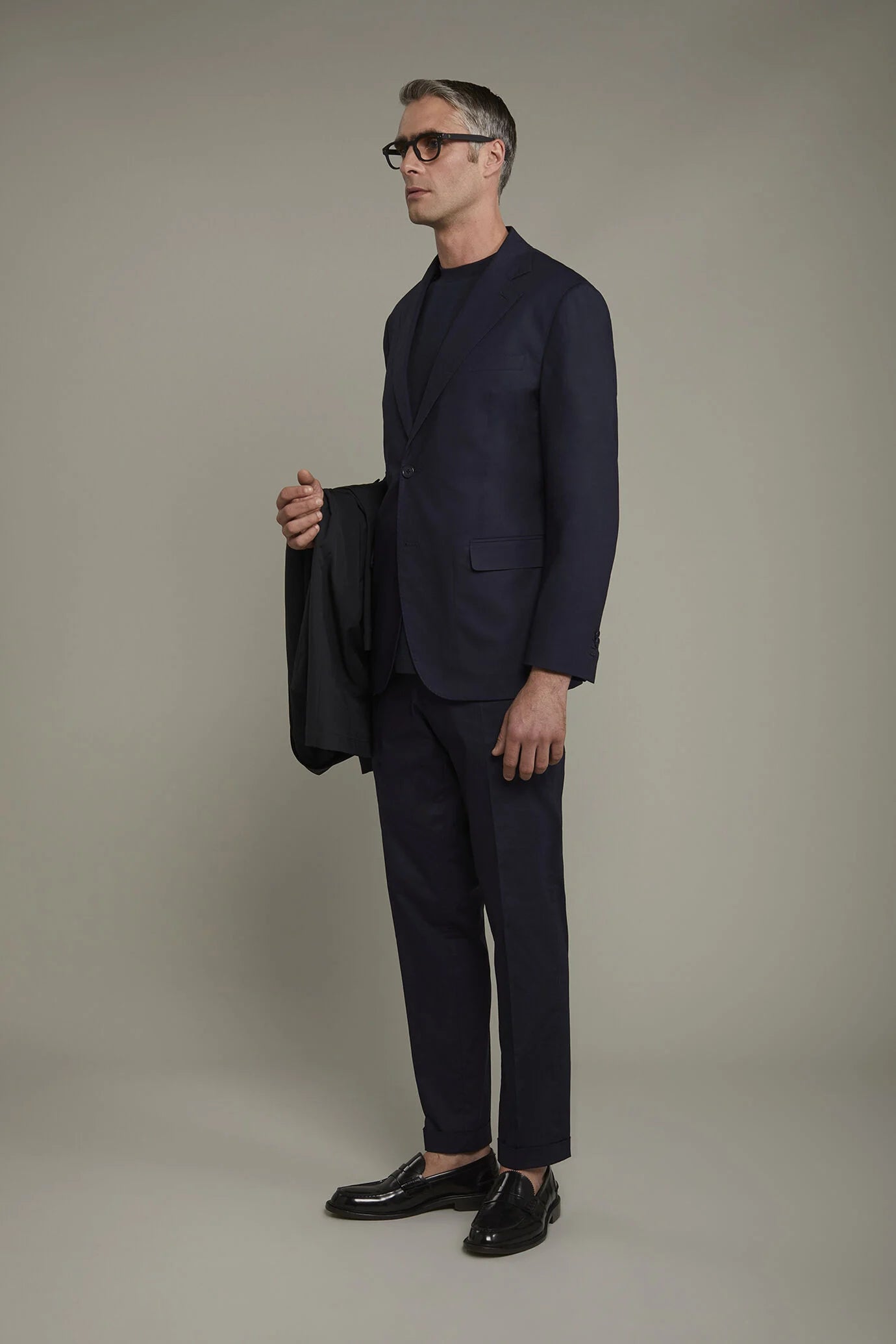 Single-breasted cotton regular fit solid color suit