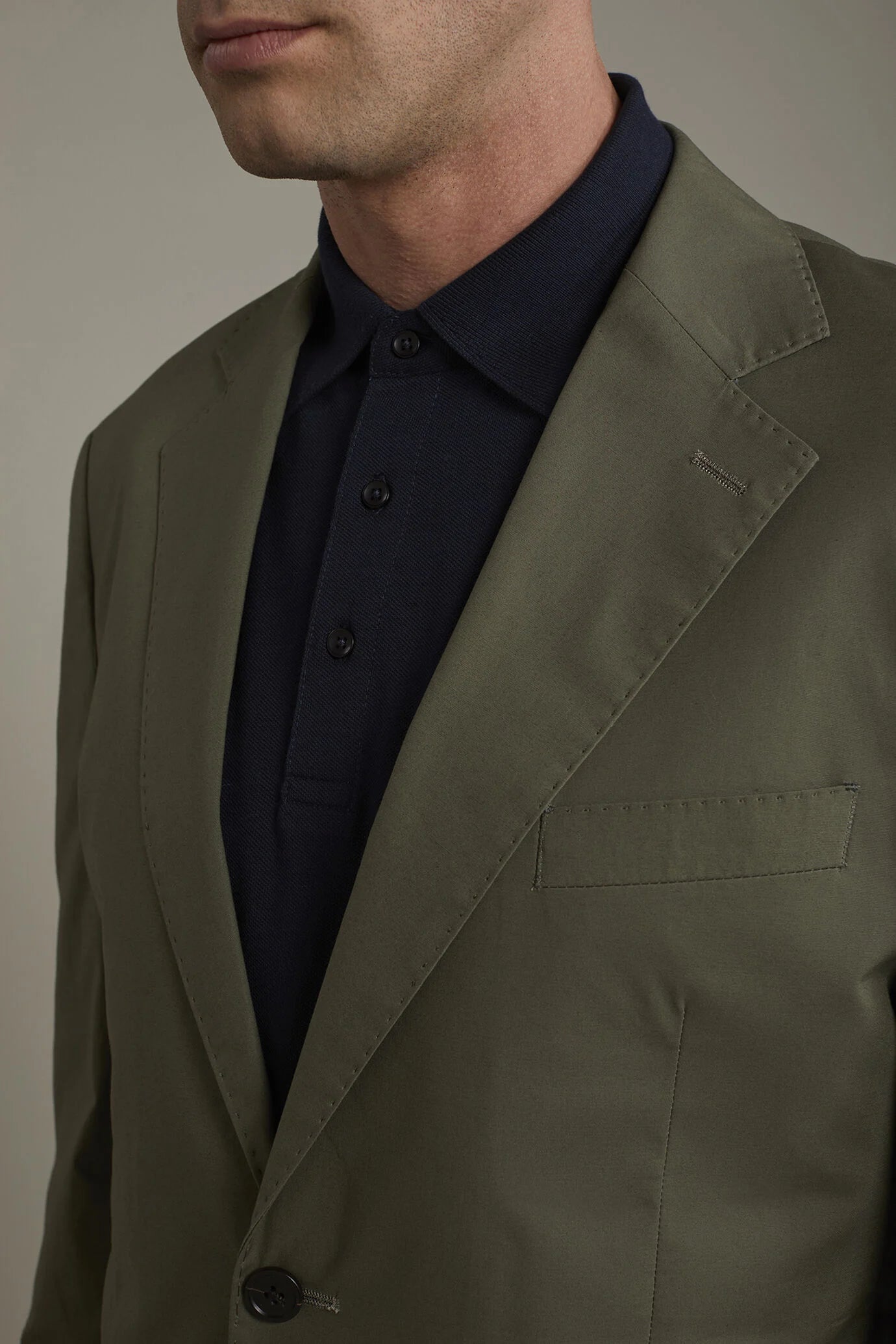 Single-breasted cotton regular fit solid color suit