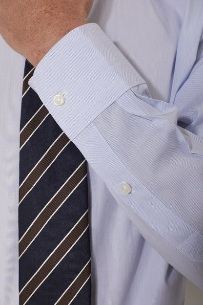 Classic shirt french collar slim fityarn dyed thin stripes