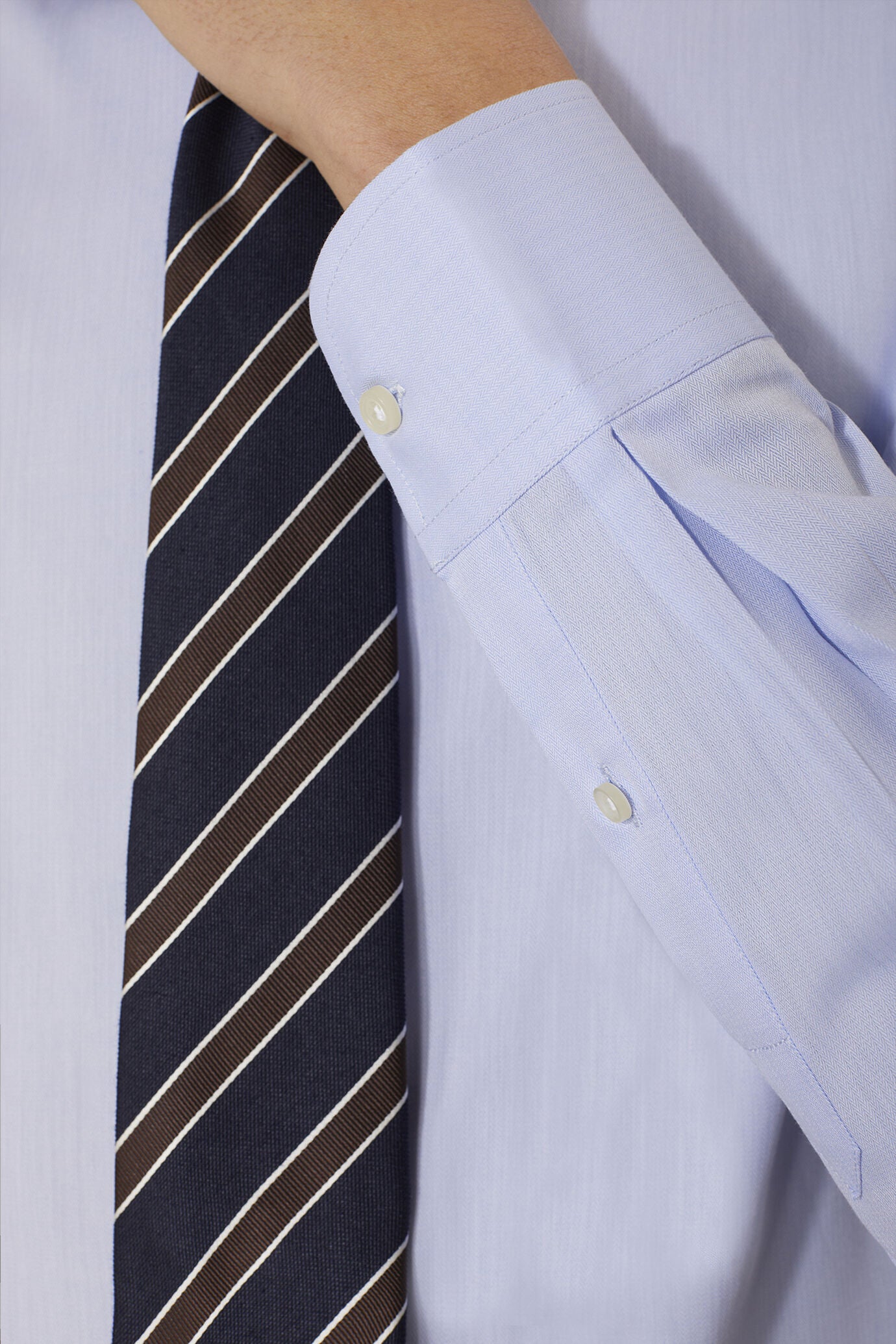 Classic shirt with french collar classic fit herringbone fabric