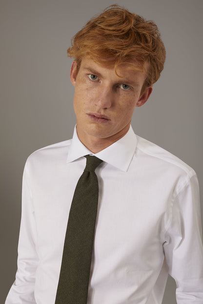 Classic shirt with french collar classic fit herringbone fabric