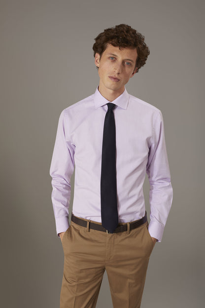 Classic shirt with french collar classic fit herringbone fabric