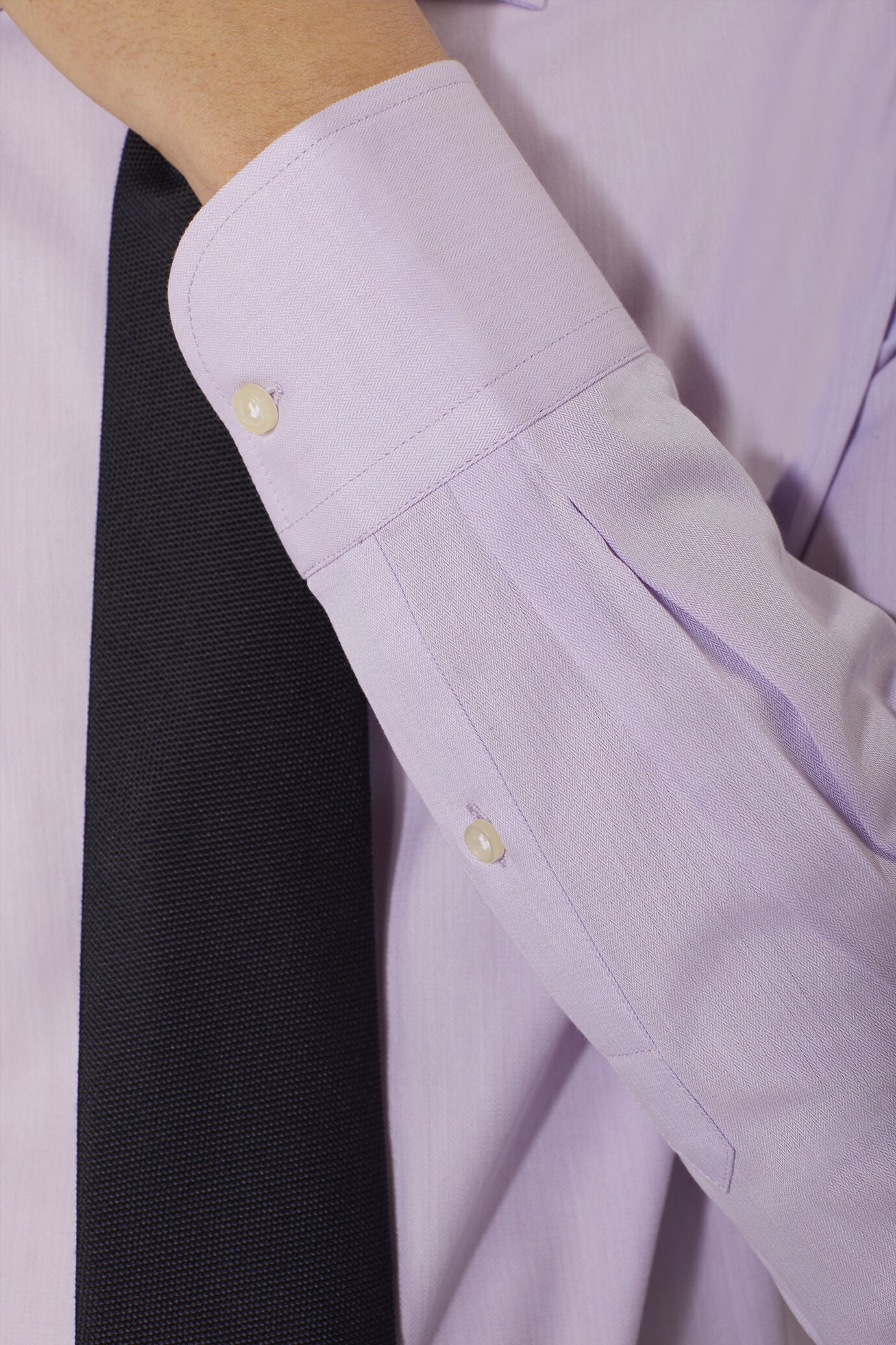 Classic shirt with french collar classic fit herringbone fabric
