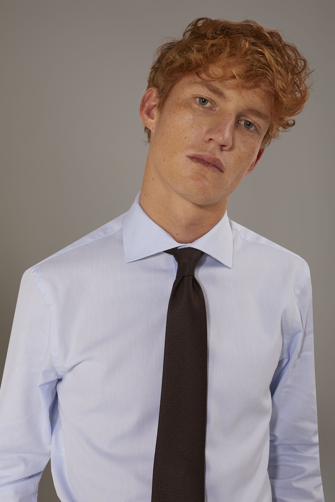 Classic shirt with french collar classic fit dobby fabric