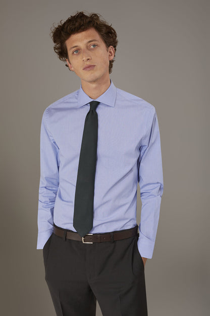 Classic shirt with french collar classic fit microcheck fabric