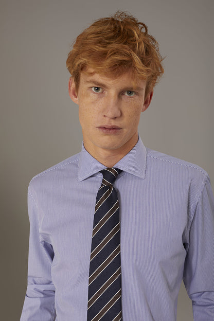 Classic shirt with french collar slim fit yarn dyed thin stripes