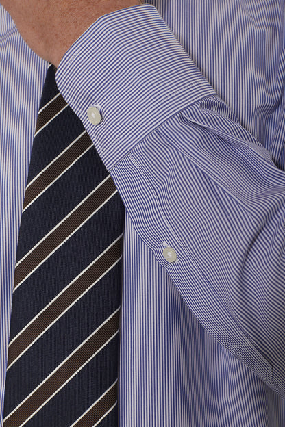 Classic shirt with french collar slim fit yarn dyed thin stripes