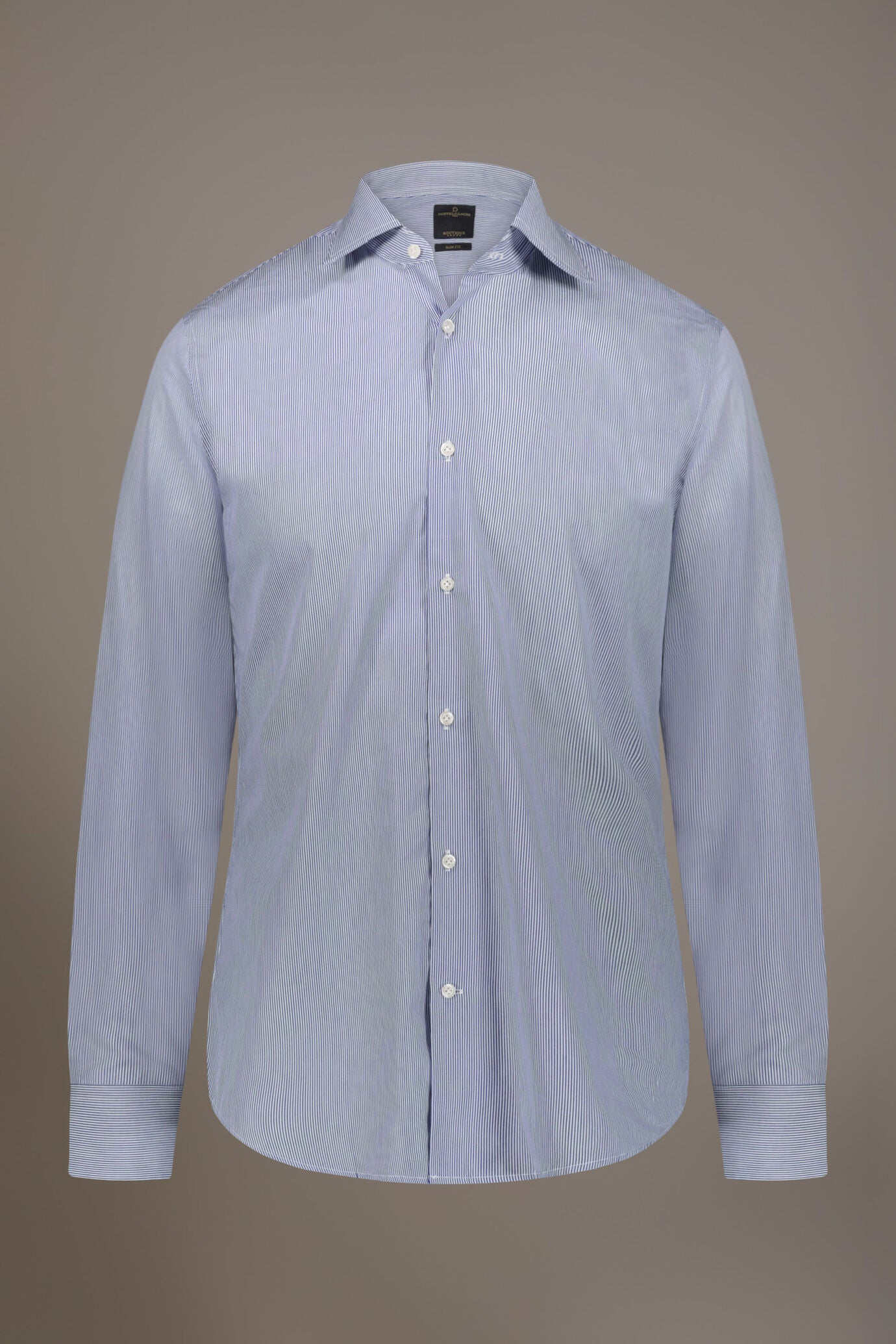 Classic shirt with french collar slim fit yarn dyed thin stripes