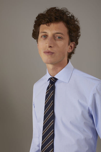 Classic shirt with french collar slim fit yarn dyed thin stripes