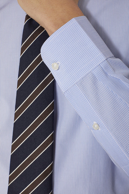 Classic shirt with french collar slim fit yarn dyed thin stripes