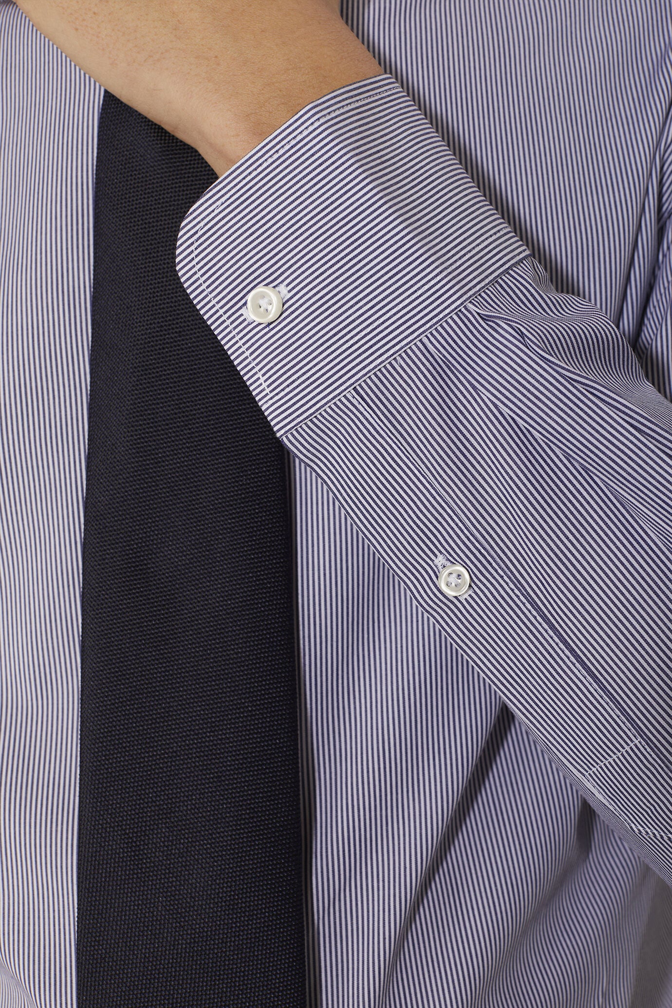 Classic shirt with french collar slim fit yarn dyed thin stripes