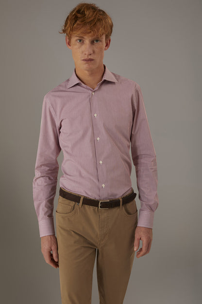 Classic shirt with french collar slim fit yarn dyed thin stripes