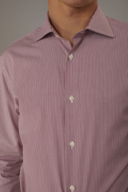 Classic shirt with french collar slim fit yarn dyed thin stripes