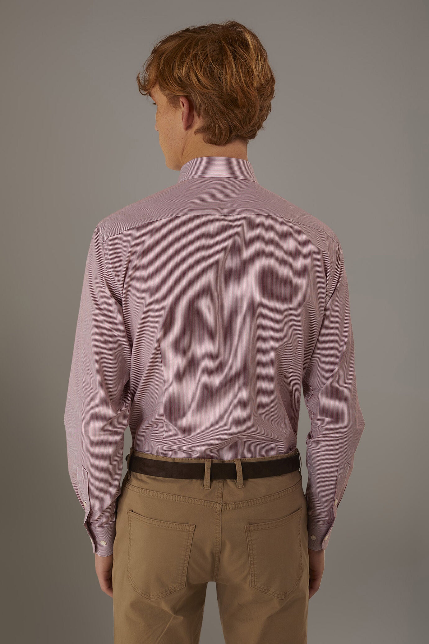 Classic shirt with french collar slim fit yarn dyed thin stripes