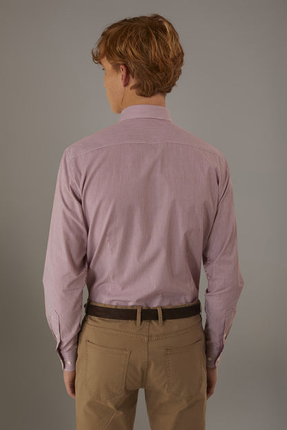 Classic shirt with french collar slim fit yarn dyed thin stripes