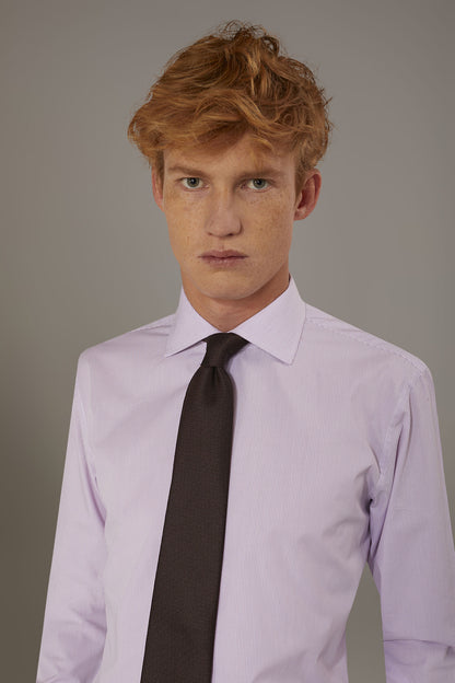 Classic shirt with french collar slim fit yarn dyed thin stripes