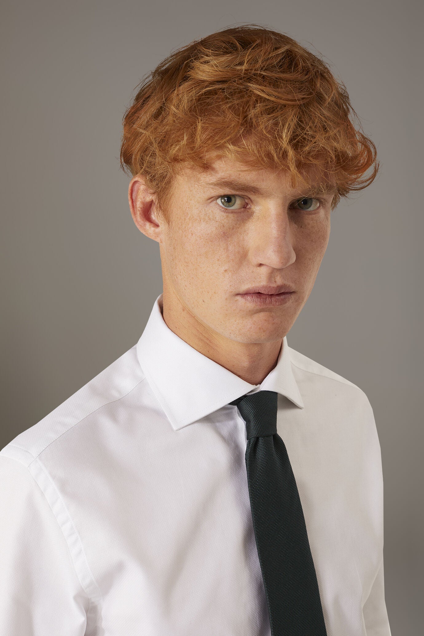 Classic shirt with french collar slim fit dobby fabric