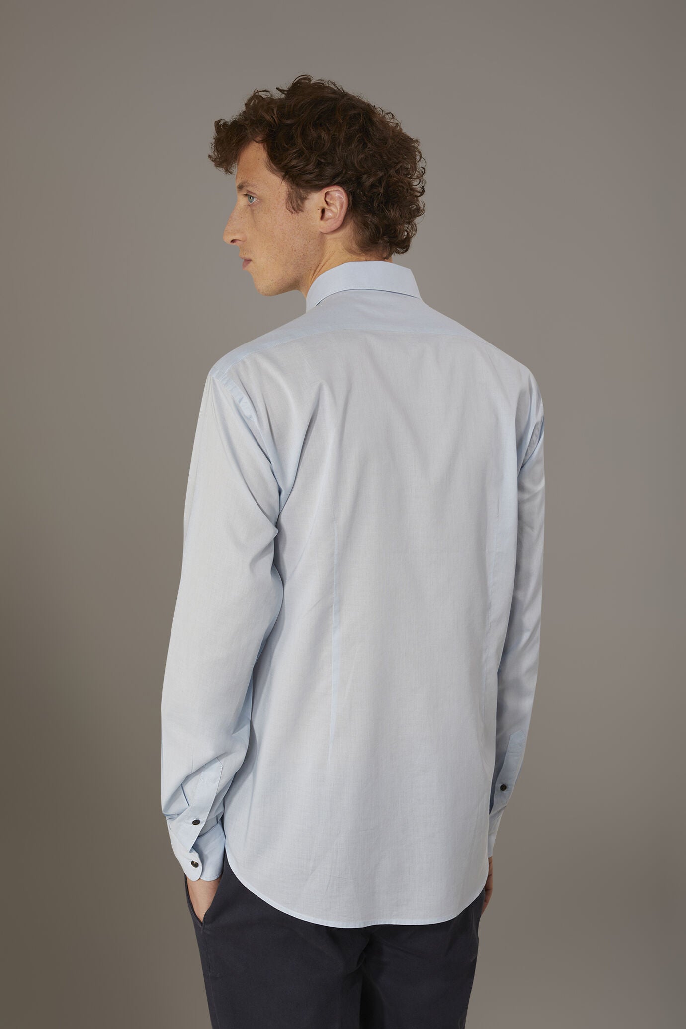 Casual shirt french collar comfort fit cotton mussola fabric